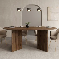 Glenne - Eetkamertafel ovaal - Donker eiken patroon - 185x90x75 cm