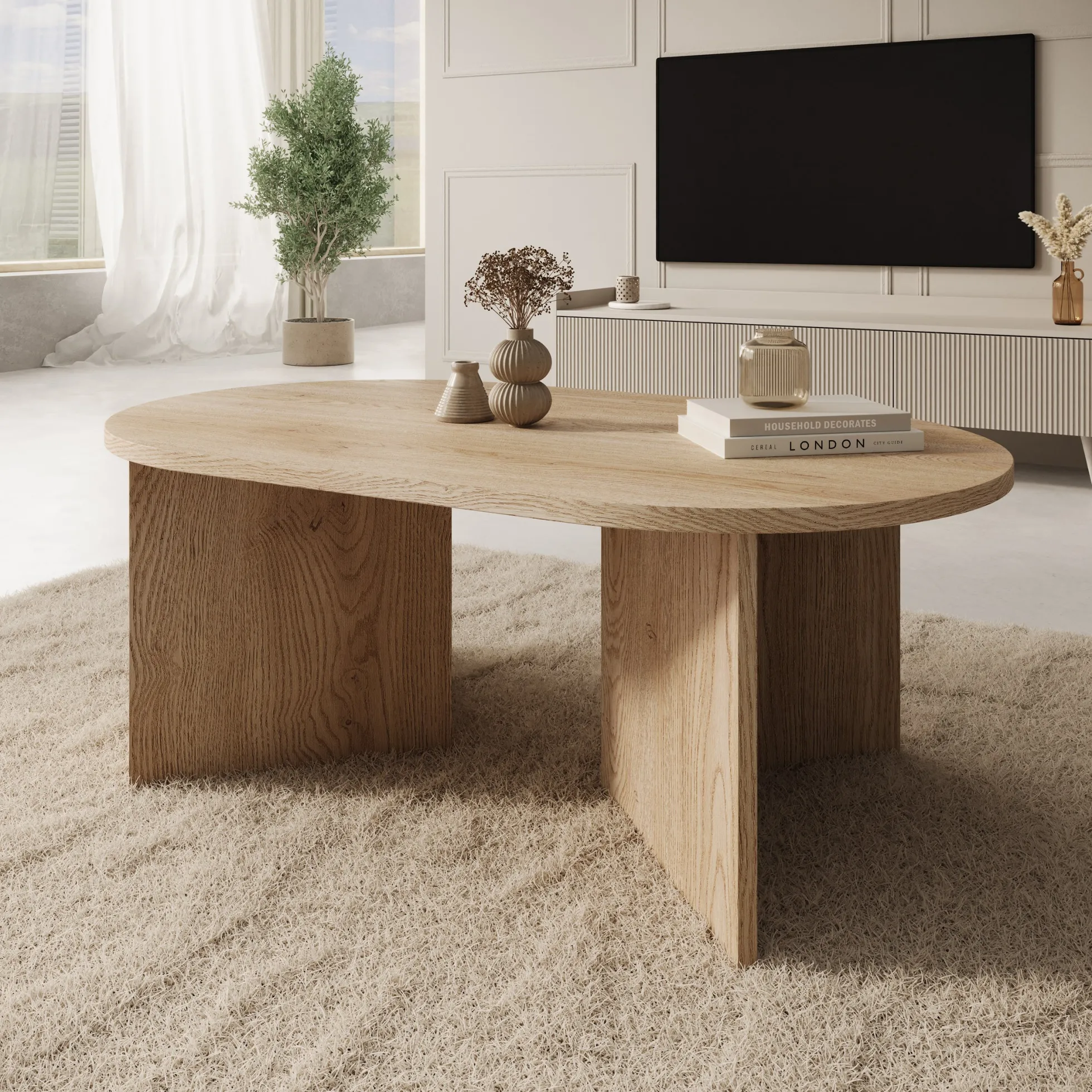 Glenne - Salontafel - Licht eikenpatroon - 110x65x42 cm