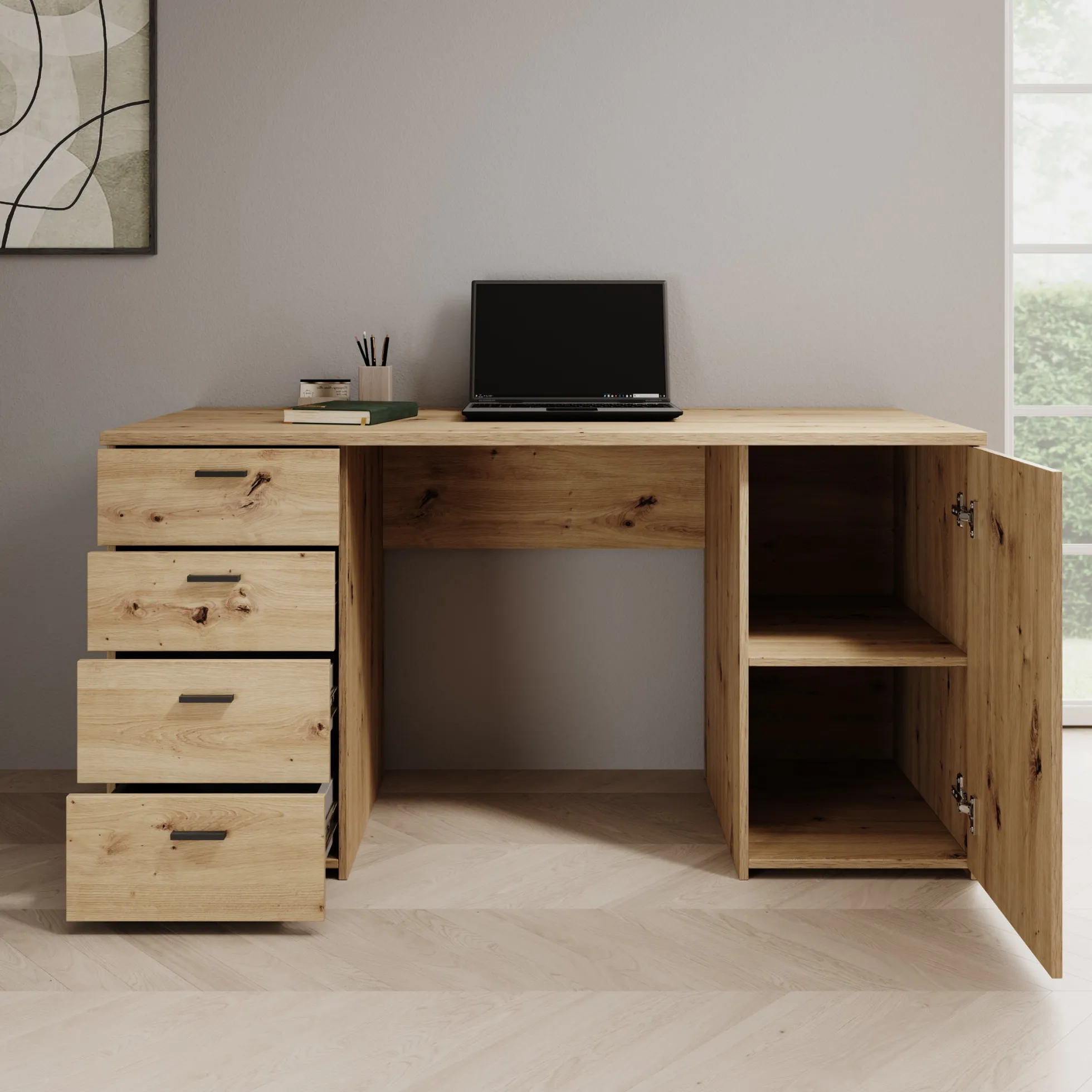 Glymp - Bureau - Eikenpatroon - 145x60x75 cm