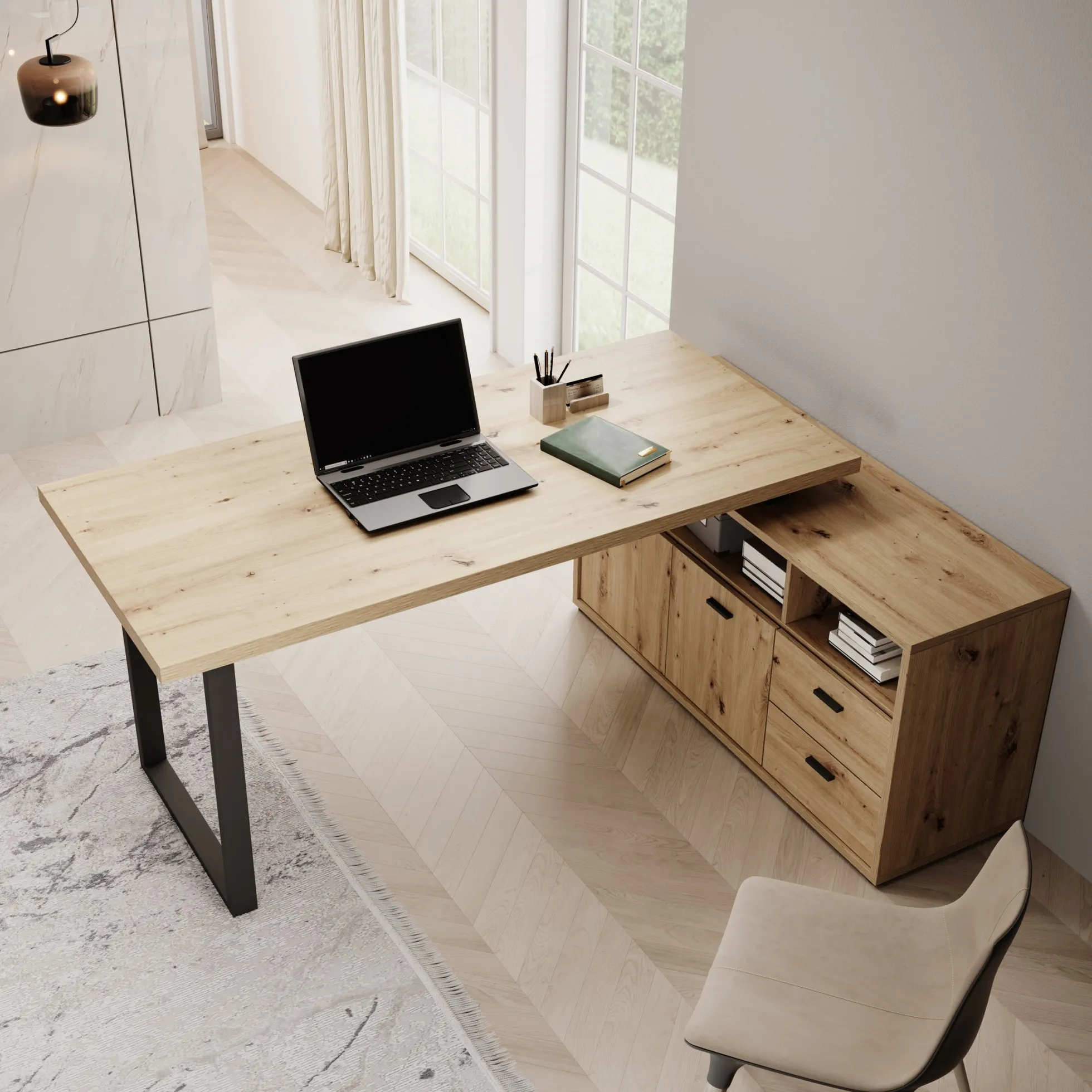 Glymp - Bureau - Eikenpatroon - 181x124x74 cm