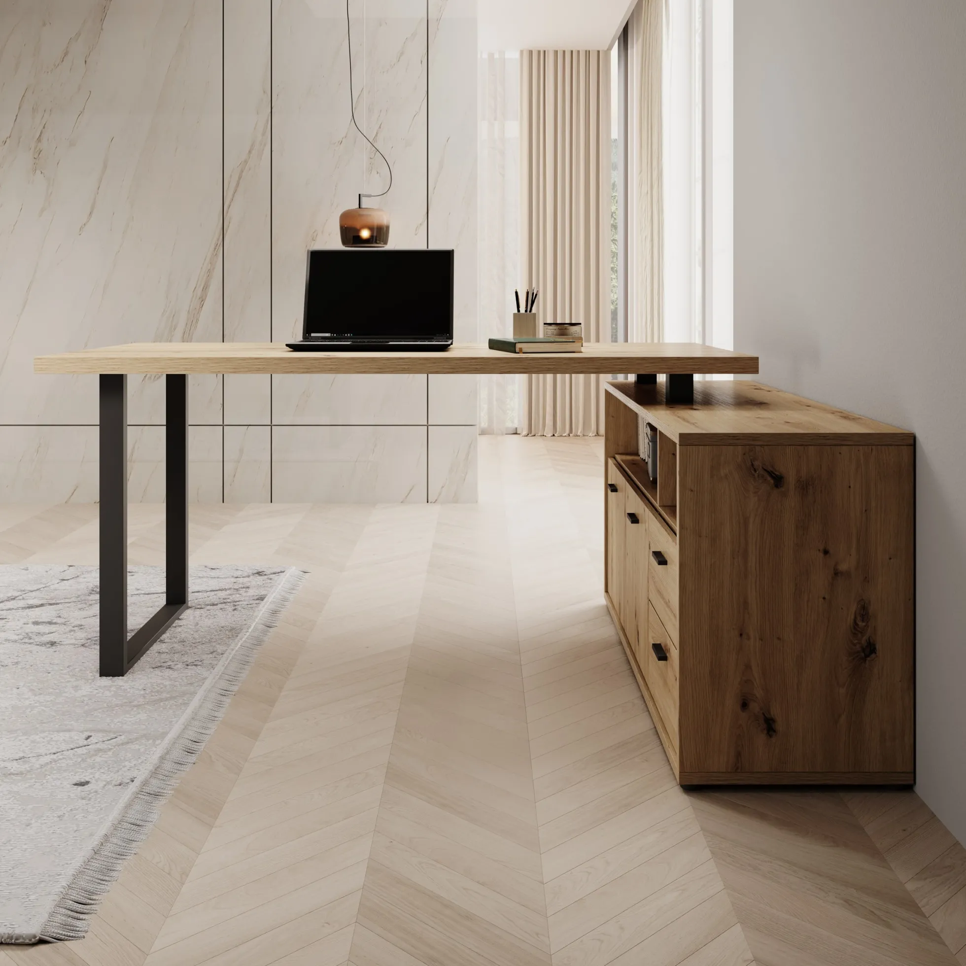 Glymp - Bureau - Eikenpatroon - 181x124x74 cm