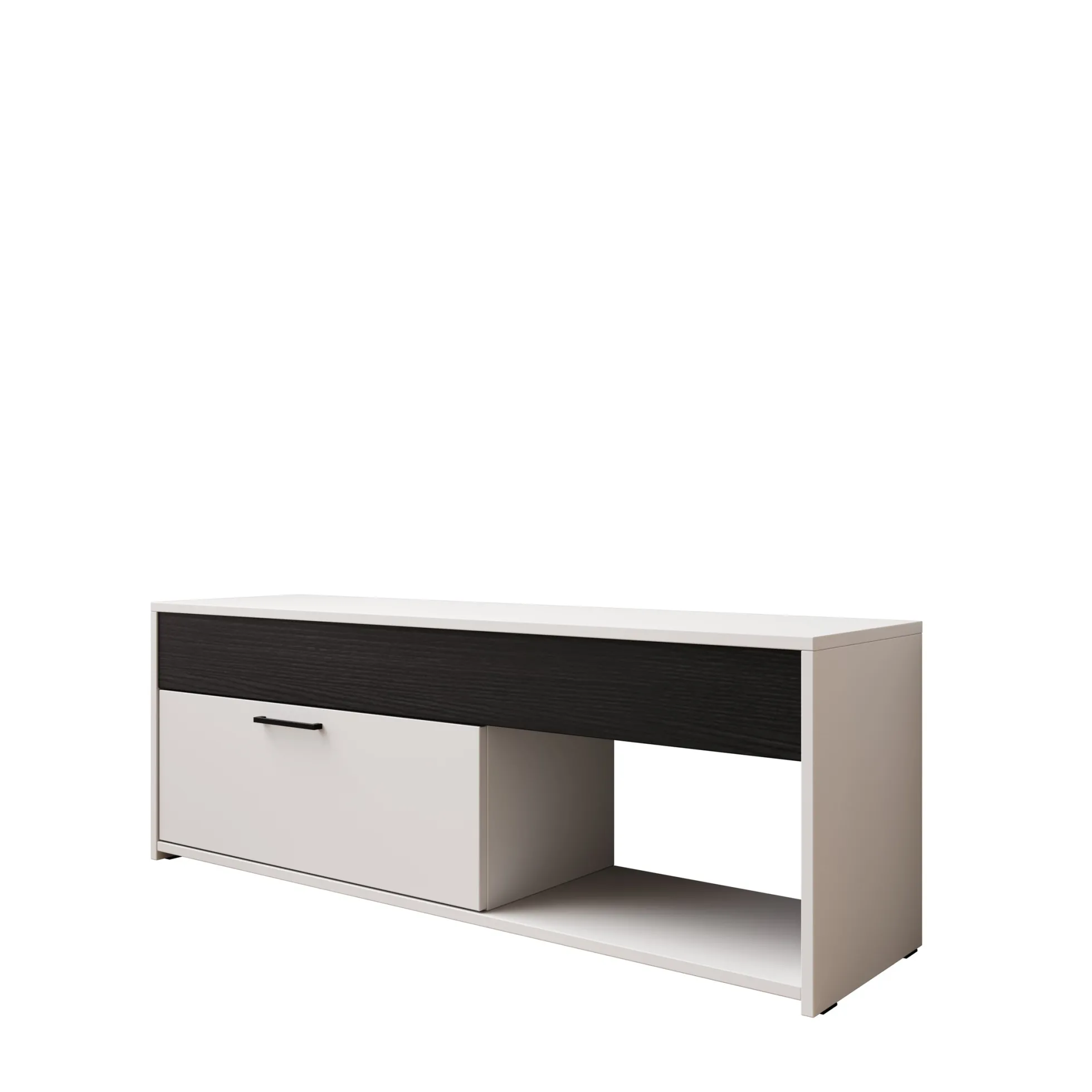 Gren - TV-Meubel - Wit/Zwart - 122x33x44 cm