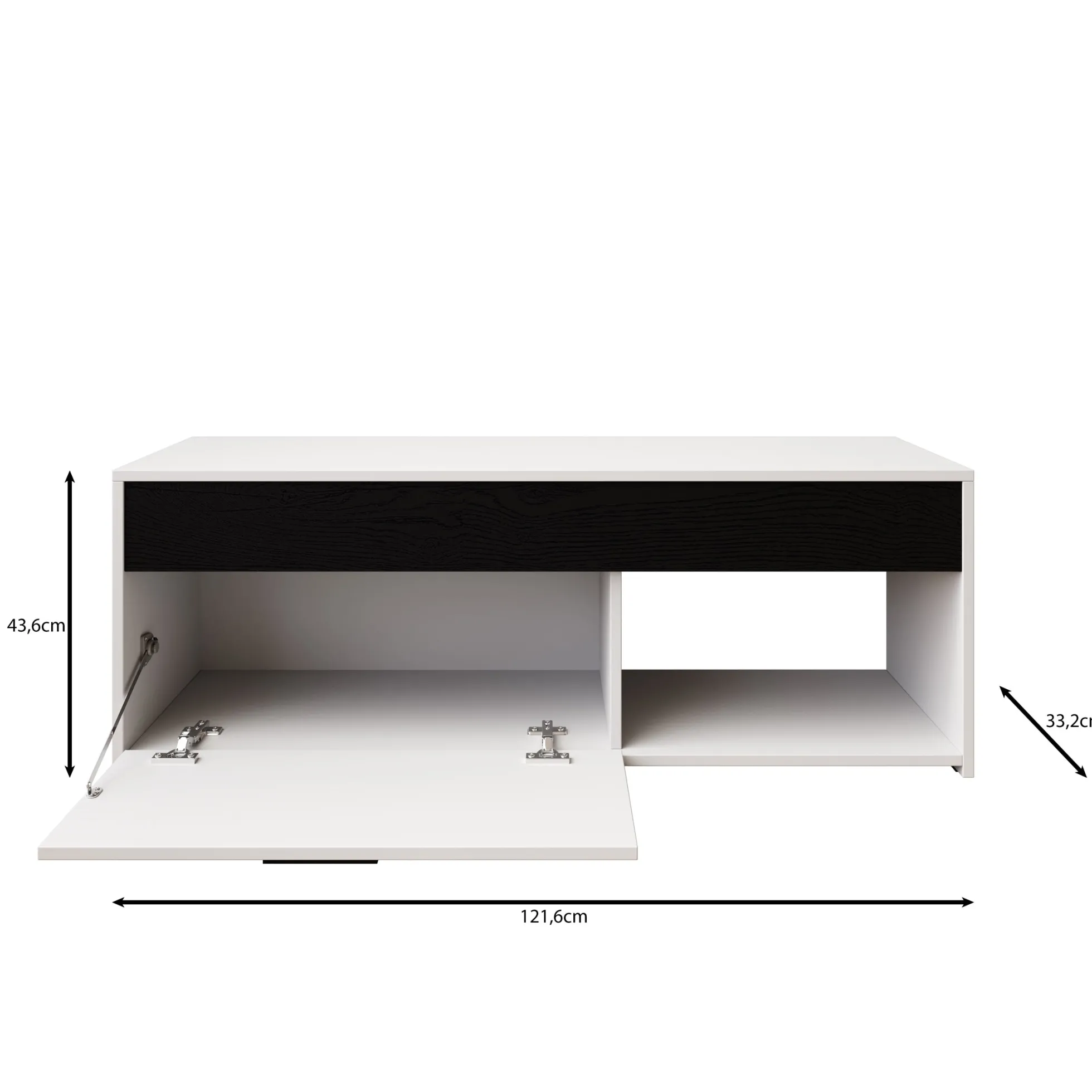 Gren - TV-Meubel - Wit/Zwart - 122x33x44 cm