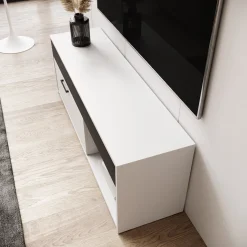 Gren - TV-Meubel - Wit/Zwart - 122x33x44 cm