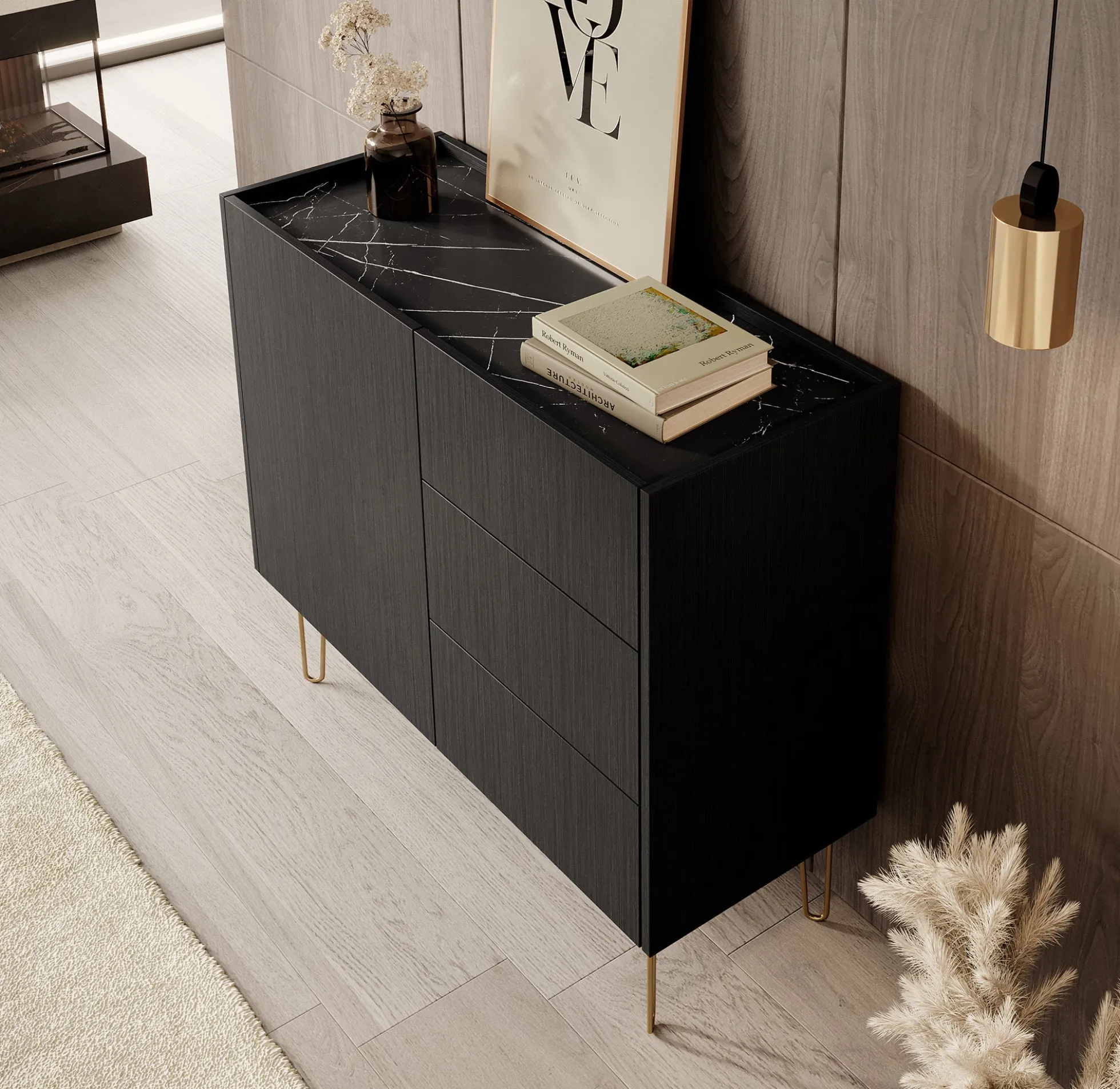 Hacienda - Dressoir - Zwart - 97x37x83 cm