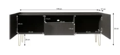 Hacienda - TV-Meubel met 2 deuren - Zwart - 144 cm