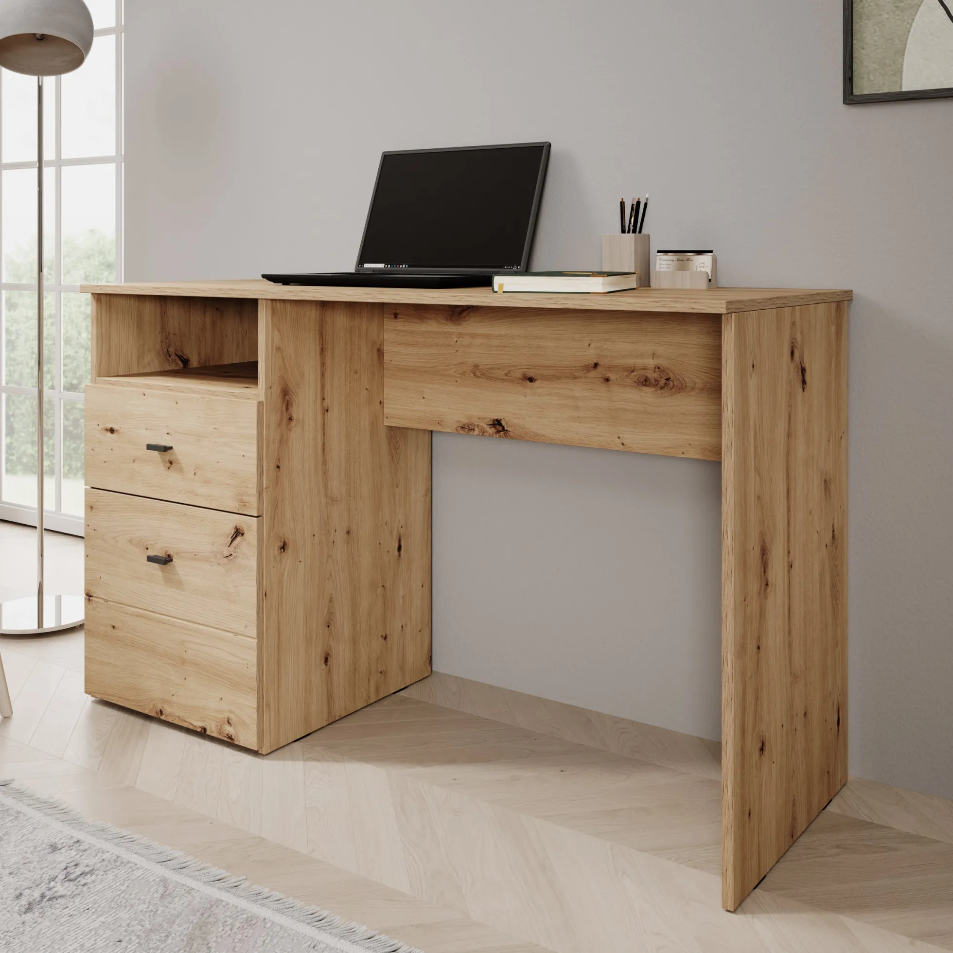 Haroa - Bureau - Eikenpatroon - 127x51x77 cm