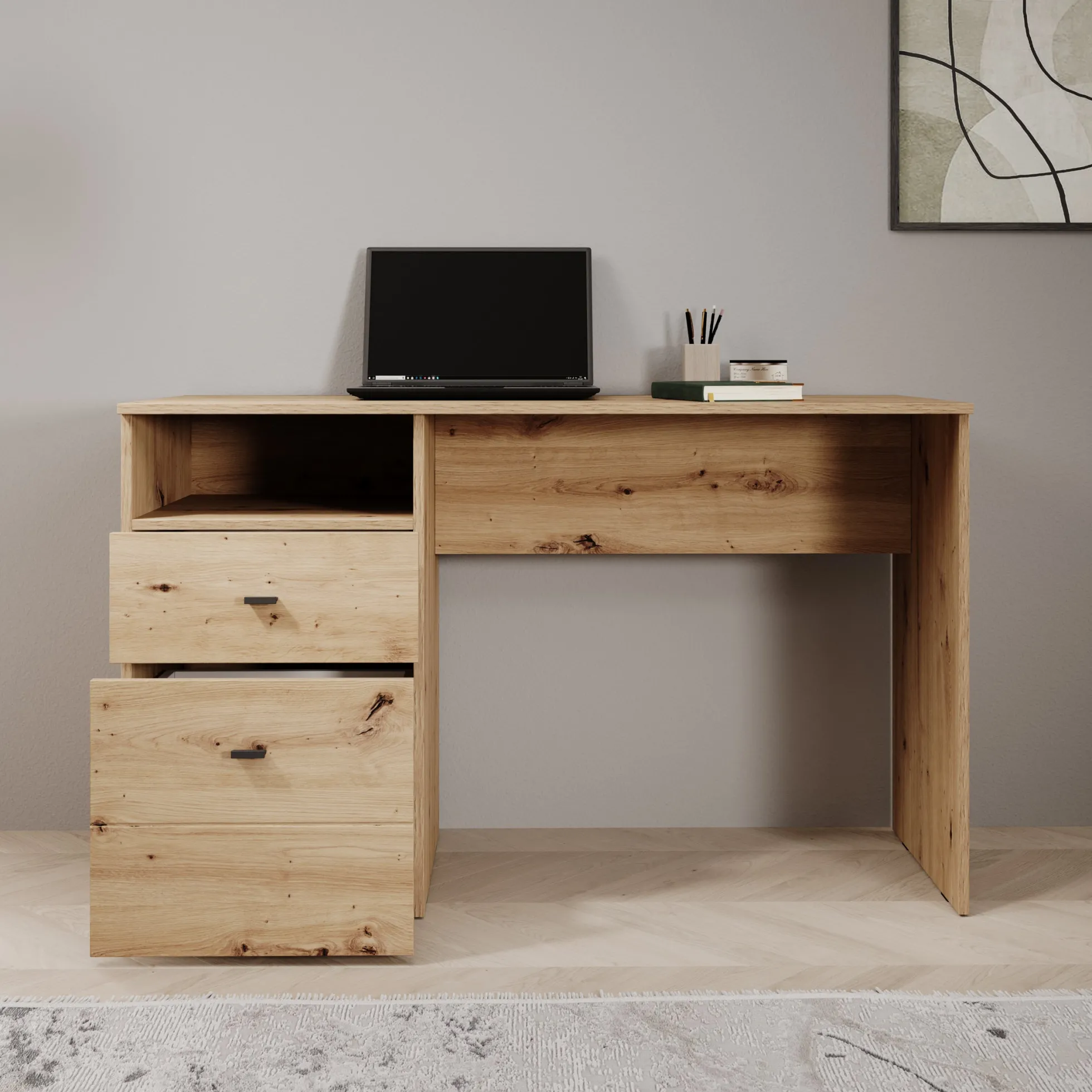 Haroa - Bureau - Eikenpatroon - 127x51x77 cm