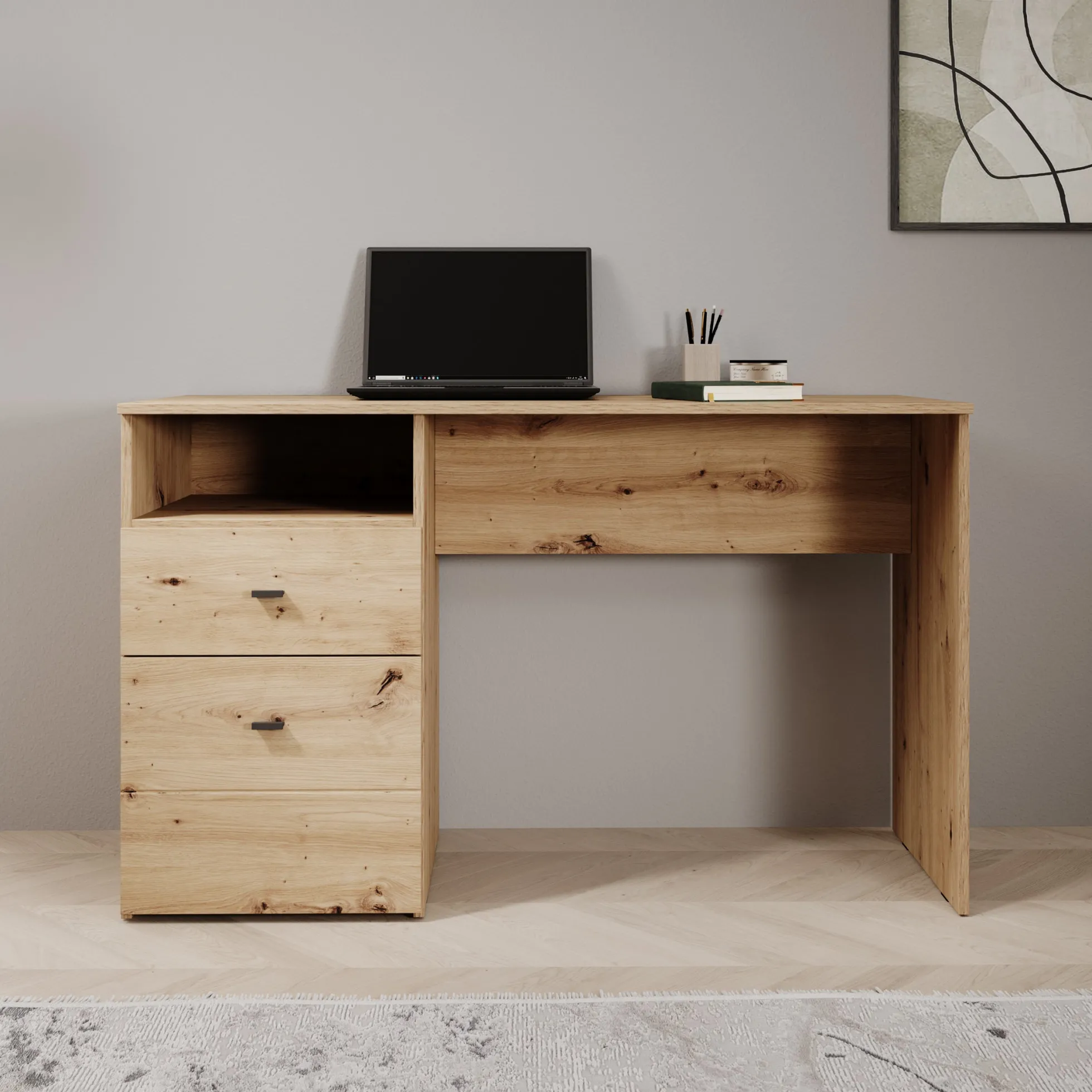 Haroa - Bureau - Eikenpatroon - 127x51x77 cm