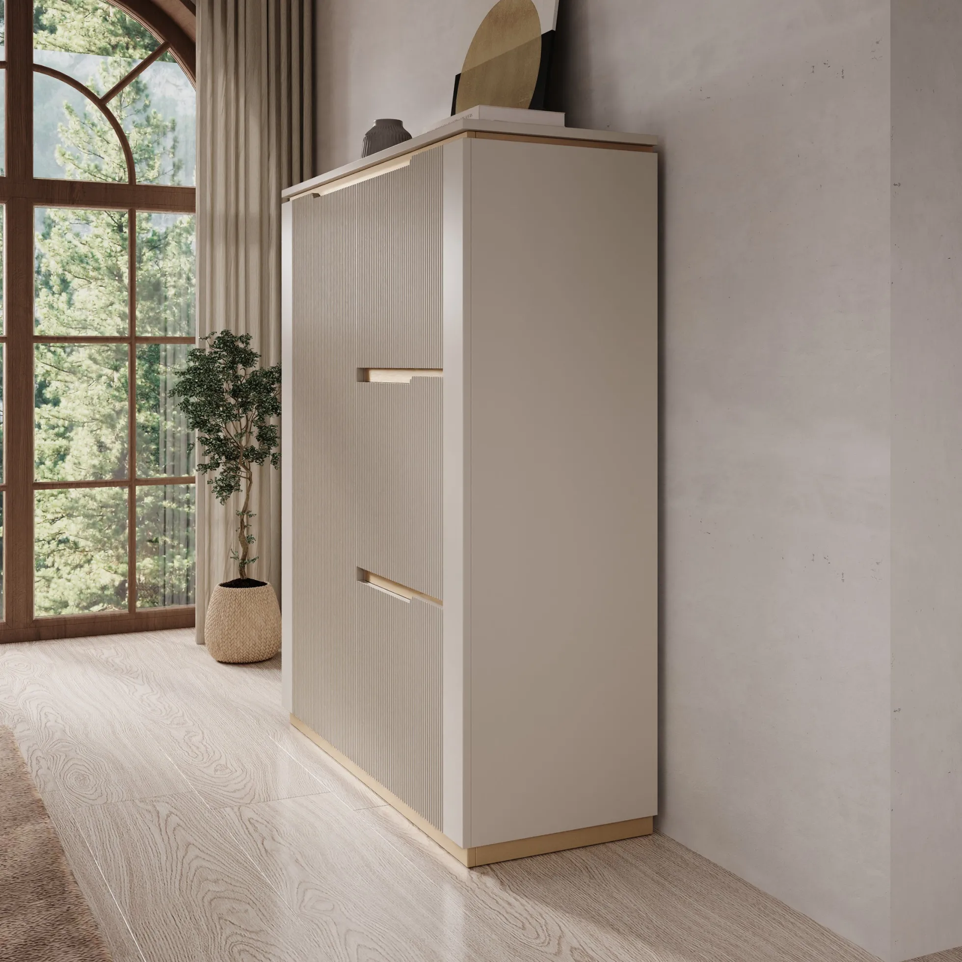 Harper - Dressoir - Beige - 106x40x131 cm