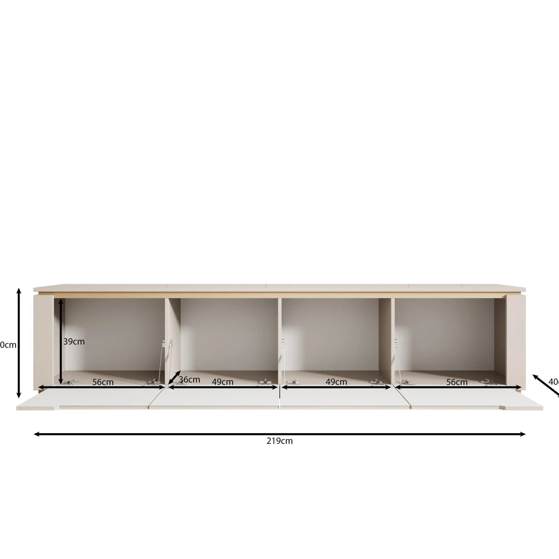 Harper - TV-Meubel - Beige - 219x40x50 cm