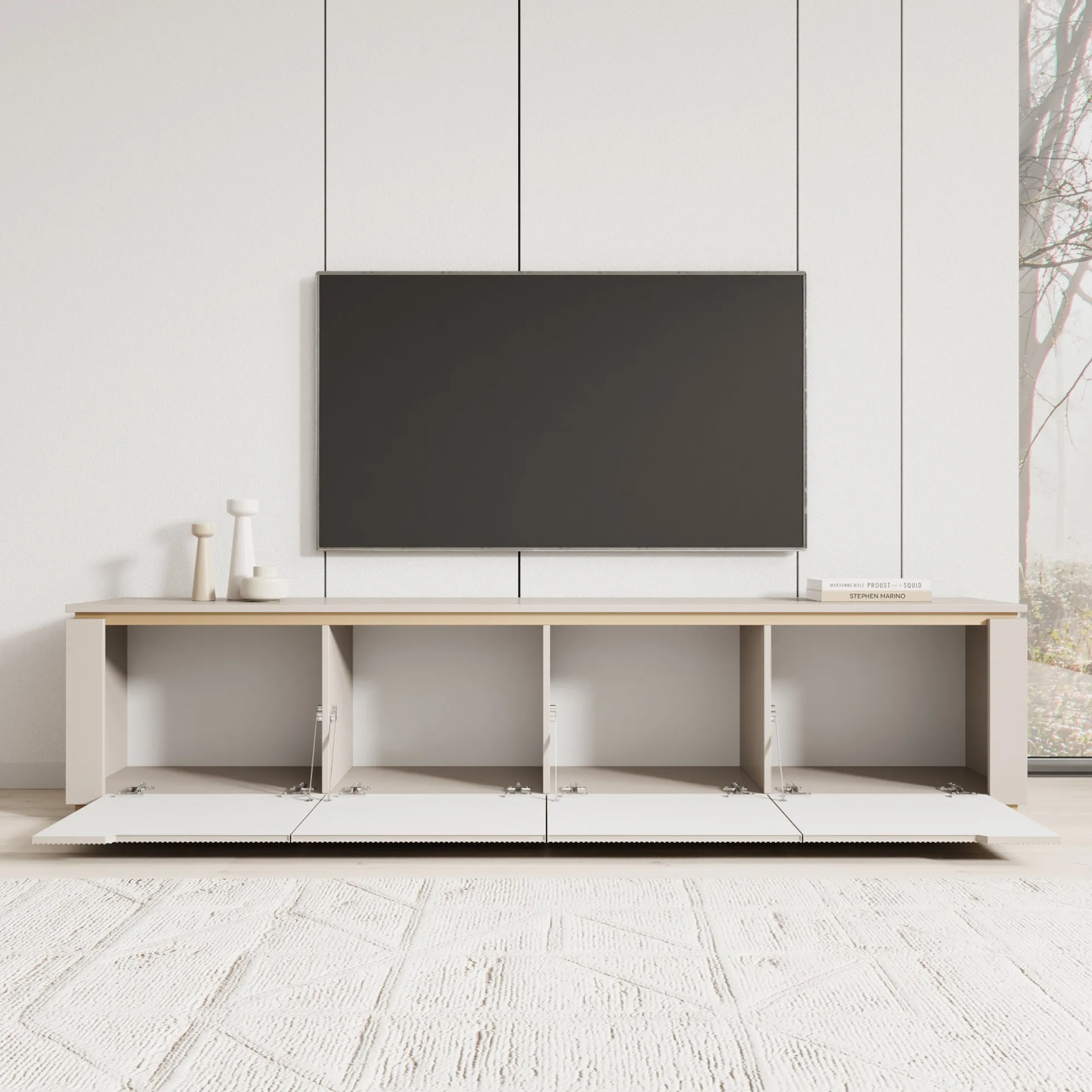 Harper - TV-Meubel - Beige - 219x40x50 cm