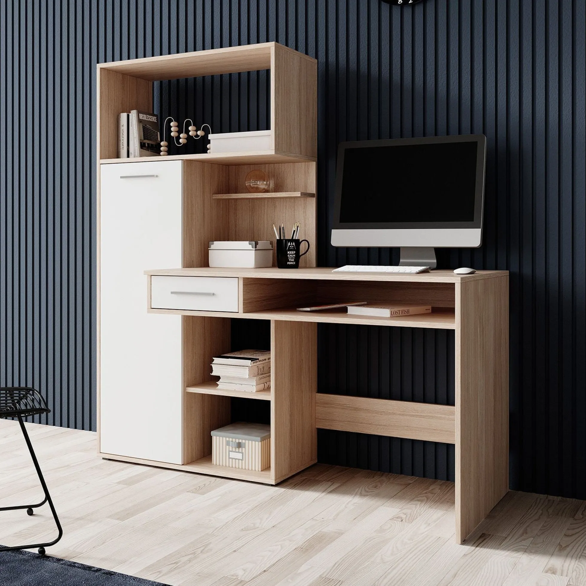 Harrah - Bureau - Eiken - Wit - 150 cm