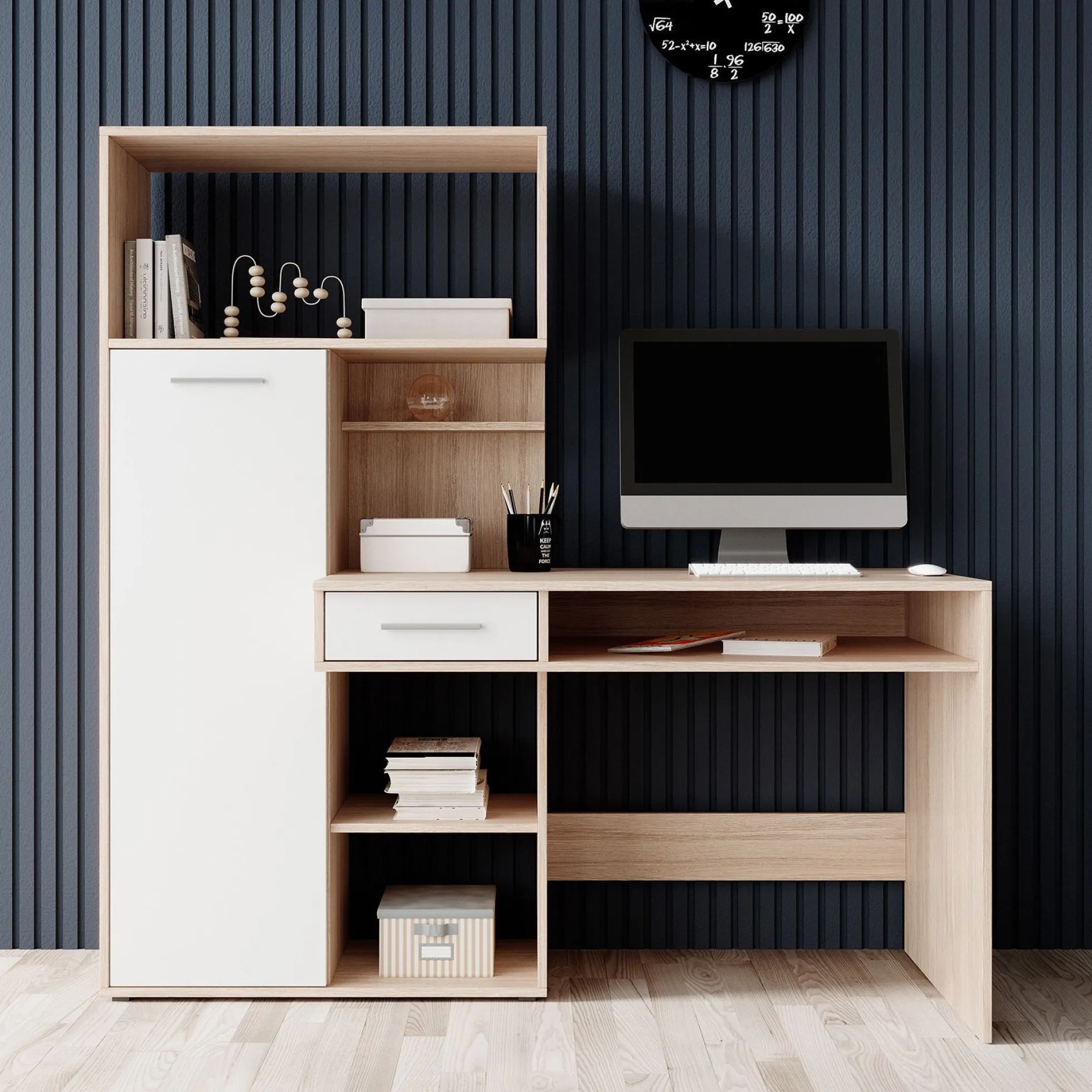 Harrah - Bureau - Eiken - Wit - 150 cm