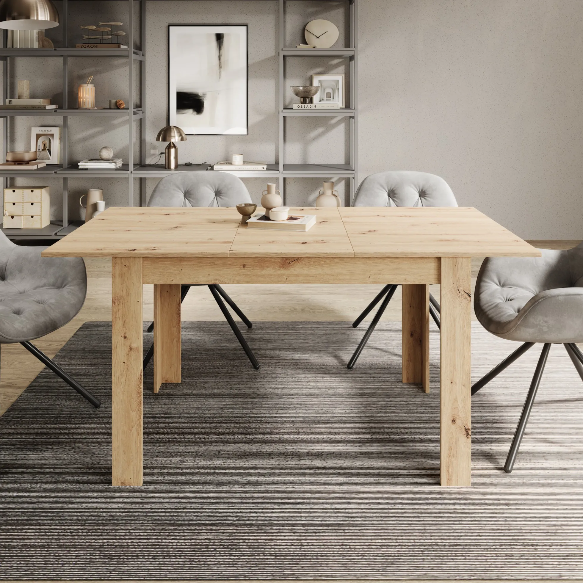 Haverford - Eetkamertafel - Uitschuifbaar - Eikenpatroon - 120x80x76cm
