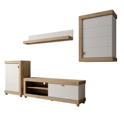 Havero - Wandmeubel - Eikenpatroon/Wit - 297x35x180 cm