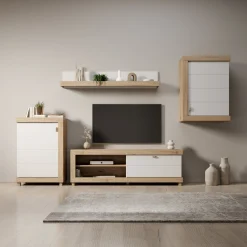 Havero - Wandmeubel - Eikenpatroon/Wit - 297x35x180 cm