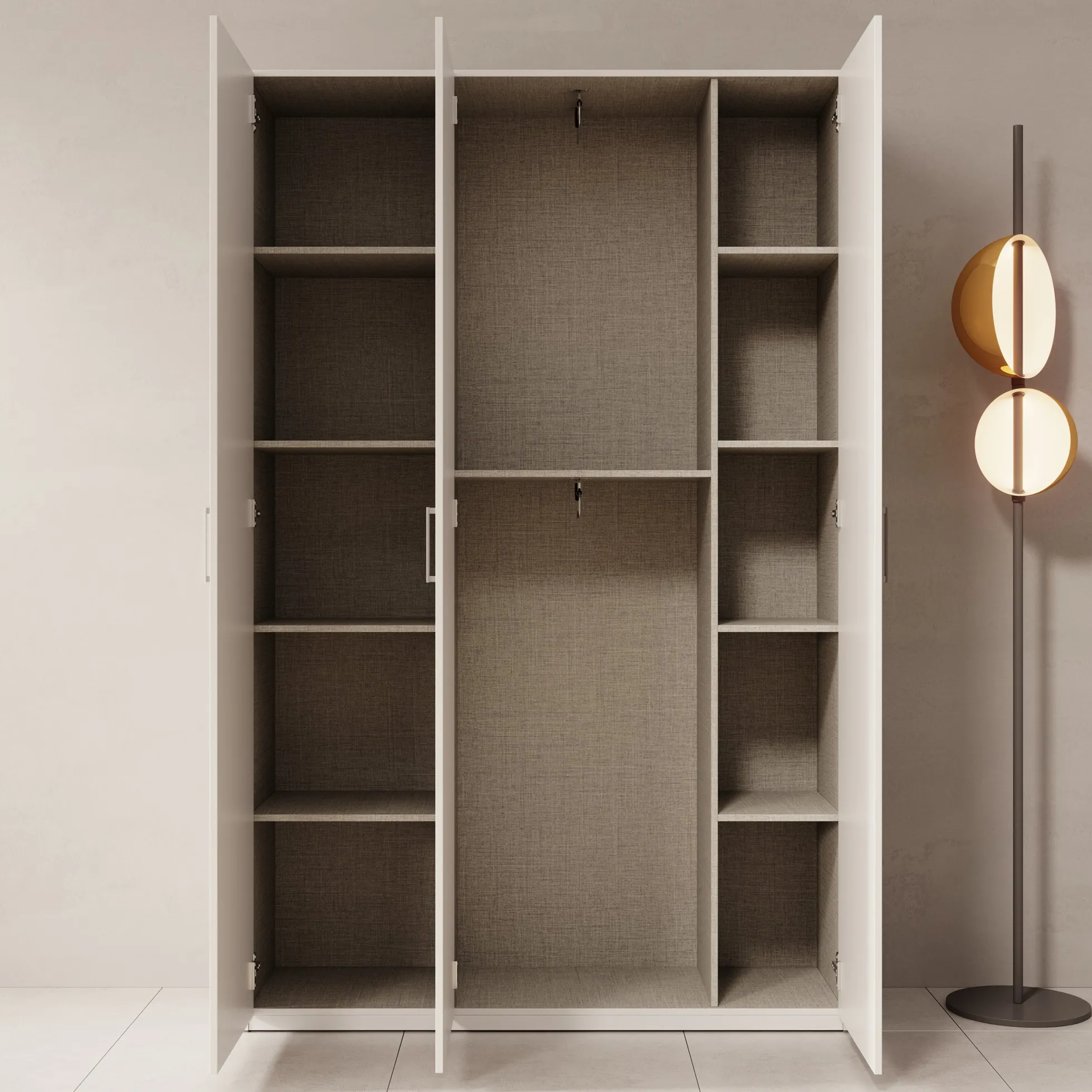 Havron - Kledingkast 3 deurs - Wit - 133x42x211 cm