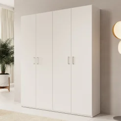 Havron - Kledingkast 4 deurs - Wit - 178x42x211 cm