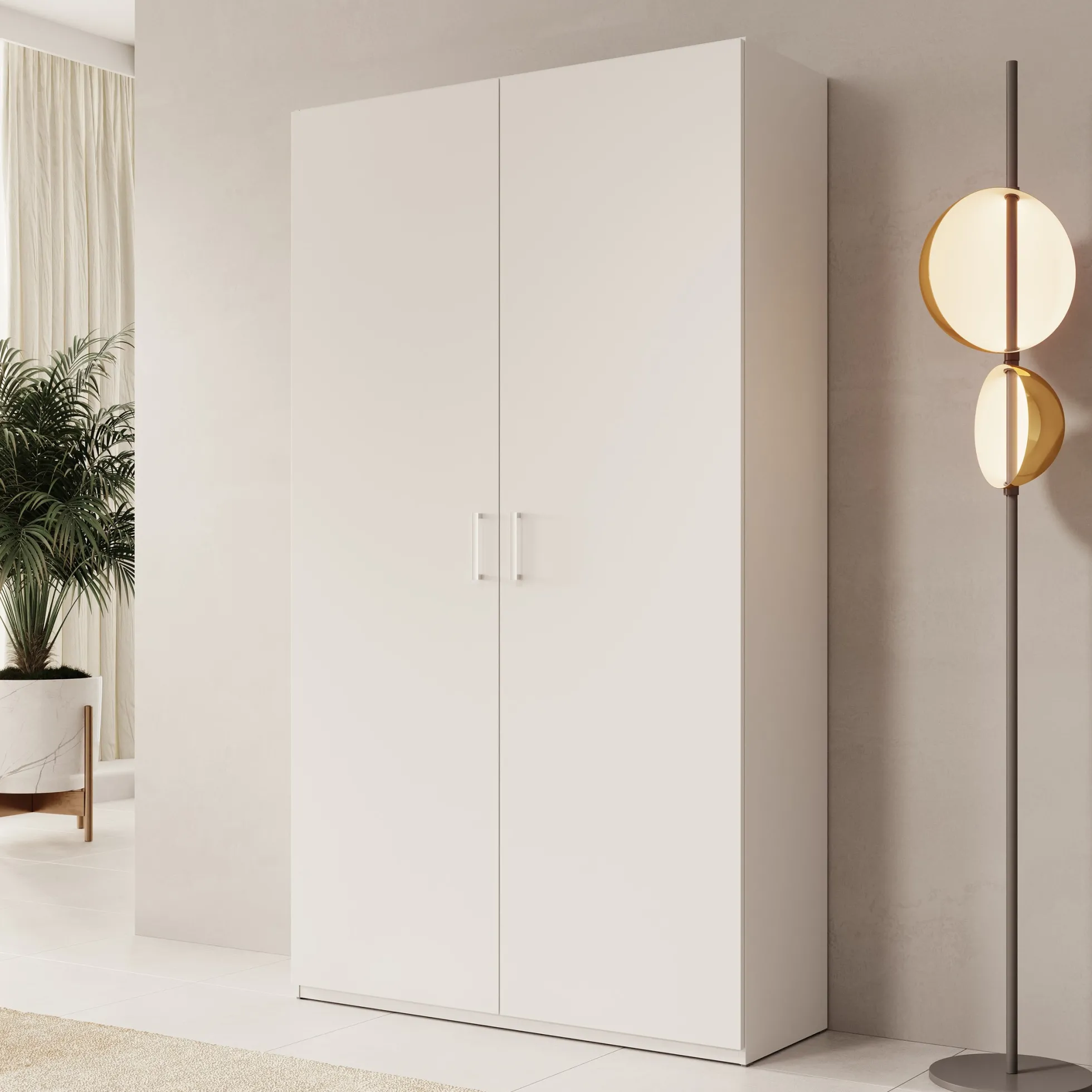 Havron - Kledingkast 2 deurs - Wit - 120x42x211 cm