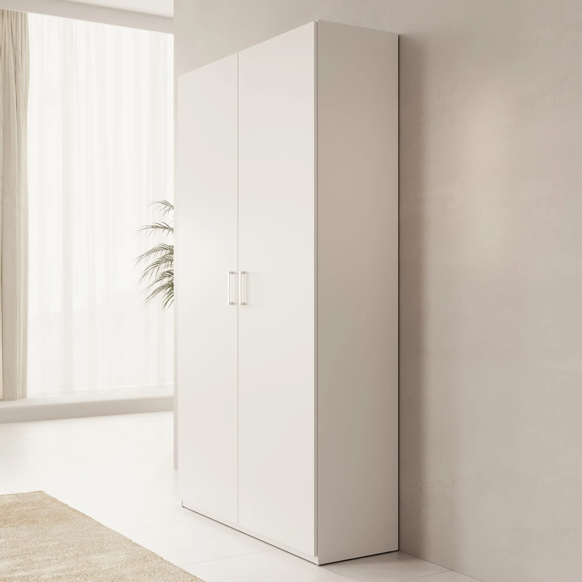 Havron - Kledingkast 2 deurs - Wit - 120x42x211 cm
