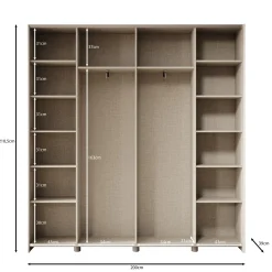 Helvar - Kledingkast met schuifdeuren - Wit - 200x39x211 cm