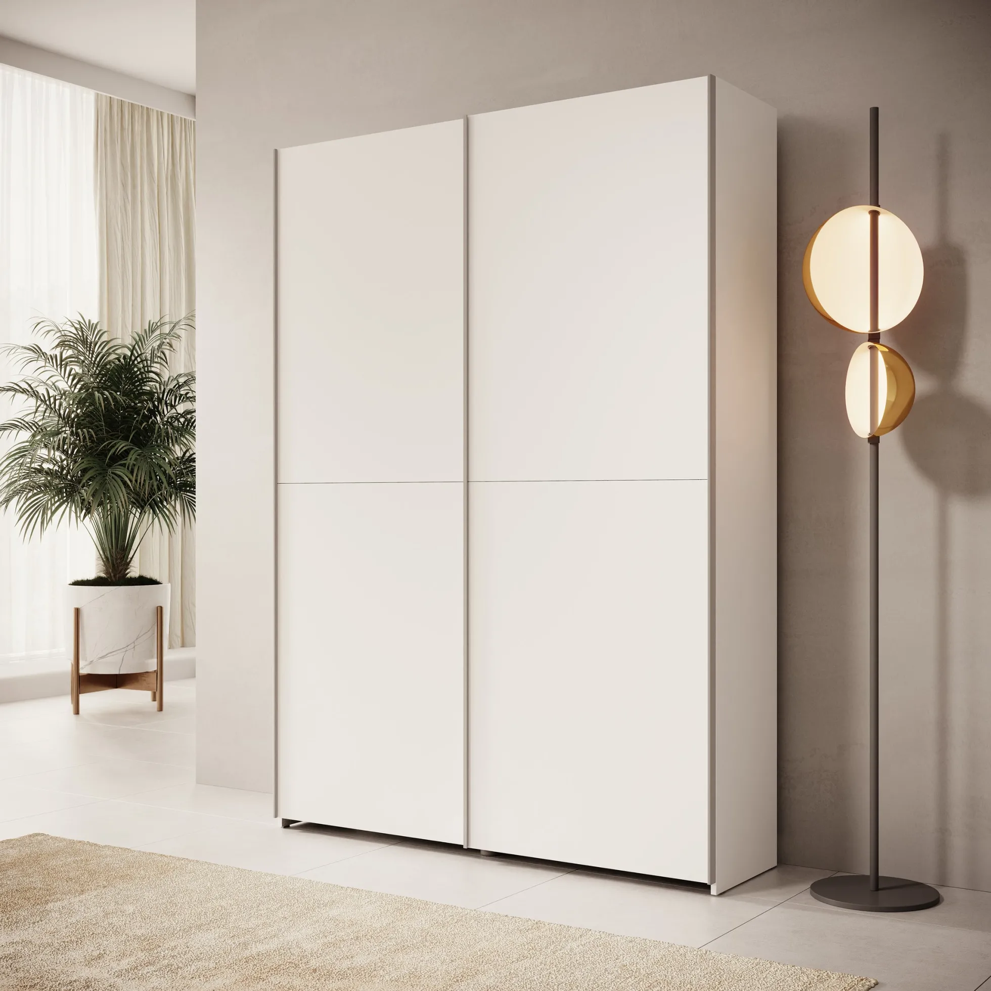 Helvar - Kledingkast met schuifdeuren - Wit - 150x39x211 cm