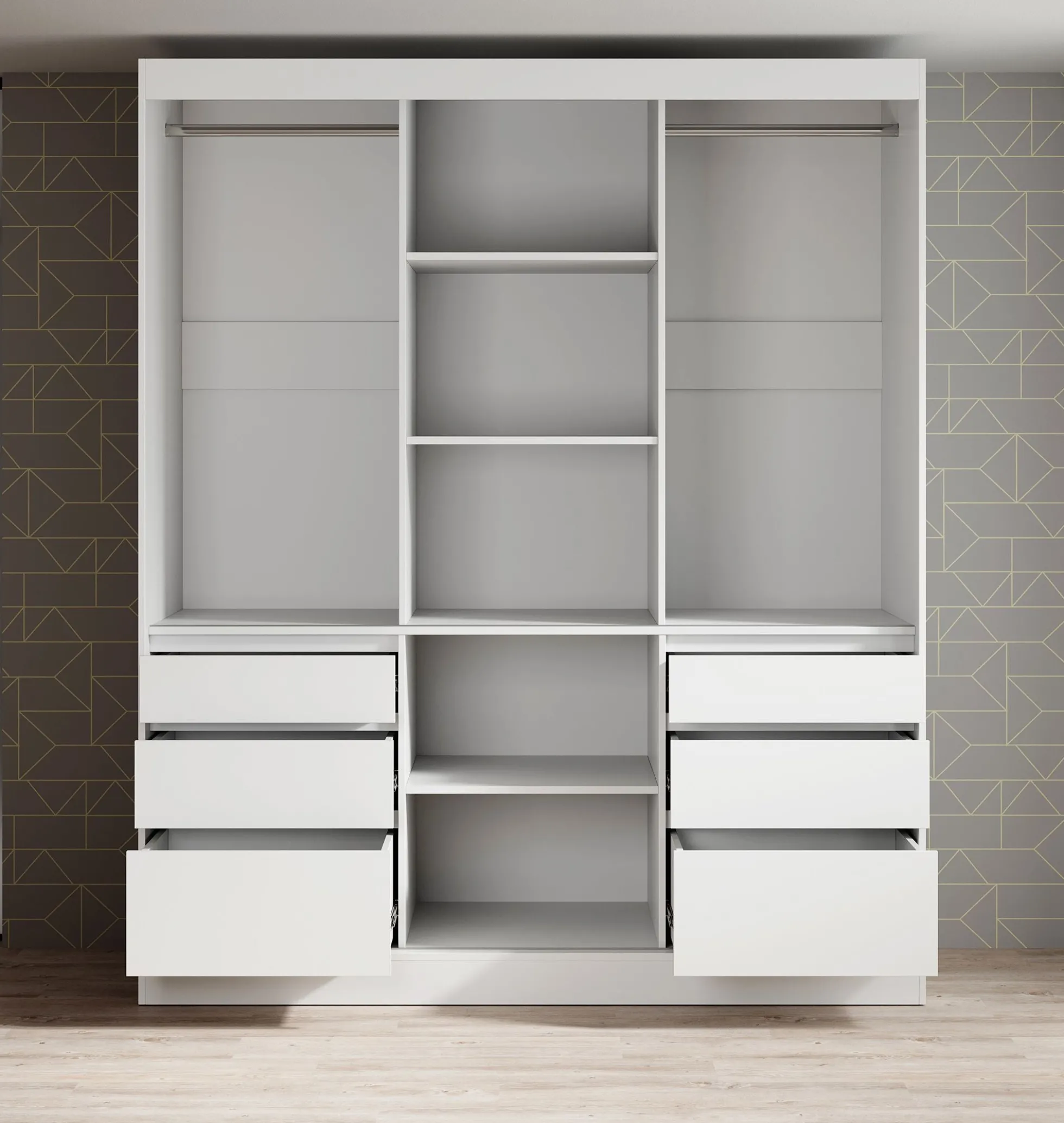 Henry - Kledingkast met schuifdeuren - Wit - 180x65x216 cm