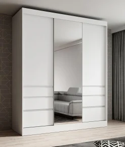 Henry - Kledingkast met schuifdeuren - Wit - 180x65x216 cm