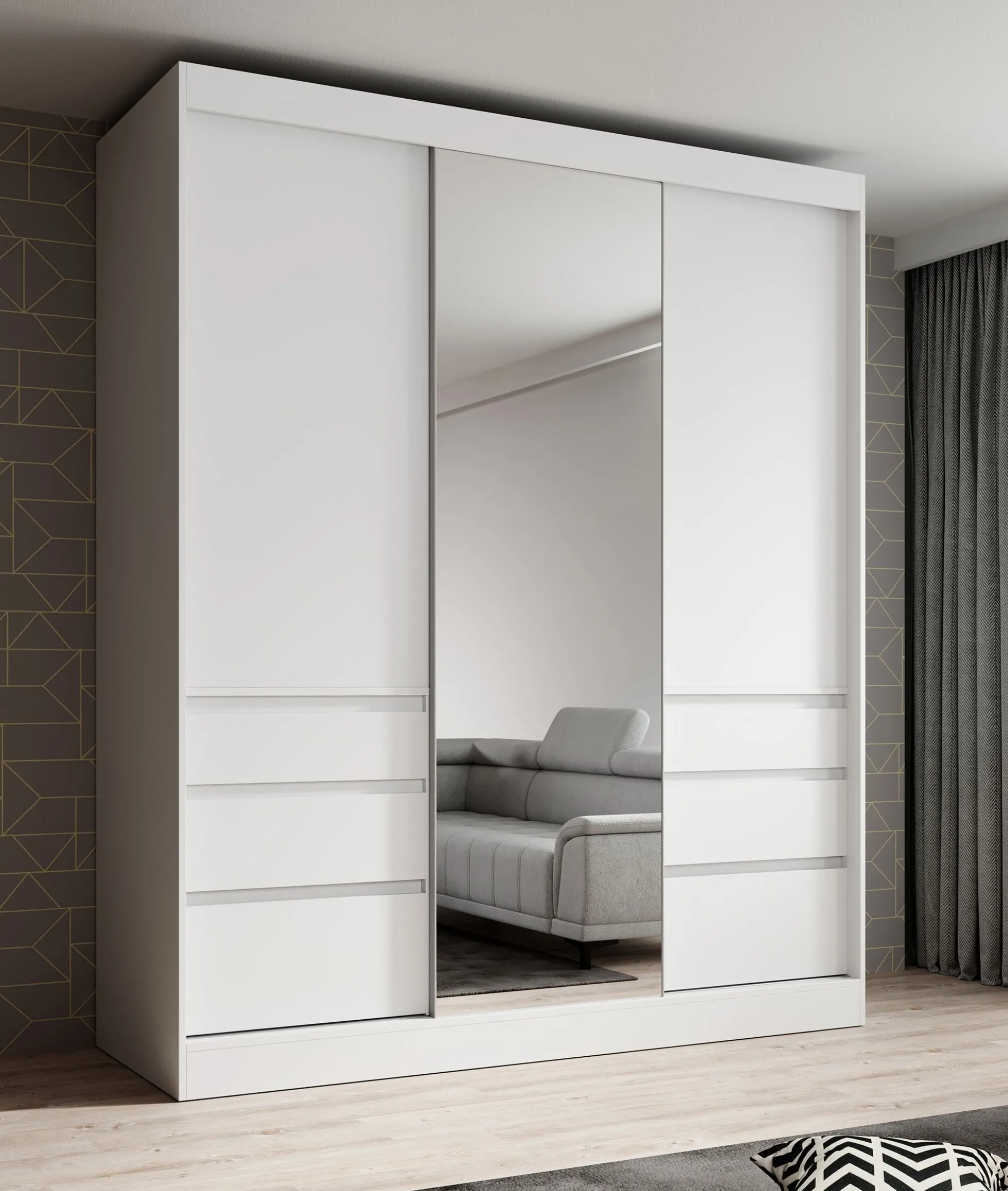 Henry - Kledingkast met schuifdeuren - Wit - 180x65x216 cm