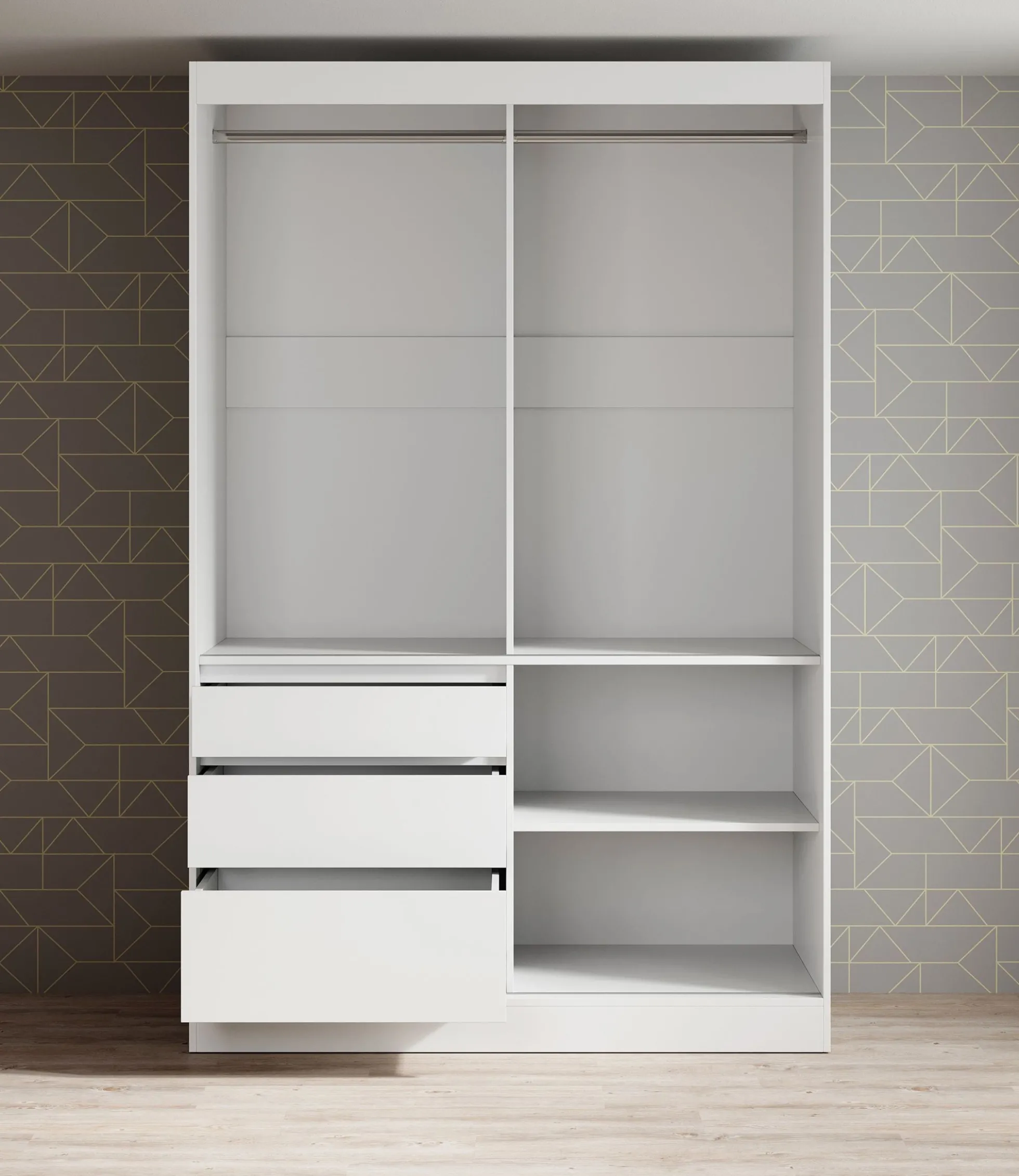 Henry - Kledingkast met schuifdeuren - Wit - 140x65x216 cm