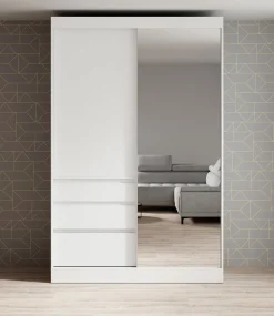 Henry - Kledingkast met schuifdeuren - Wit - 140x65x216 cm