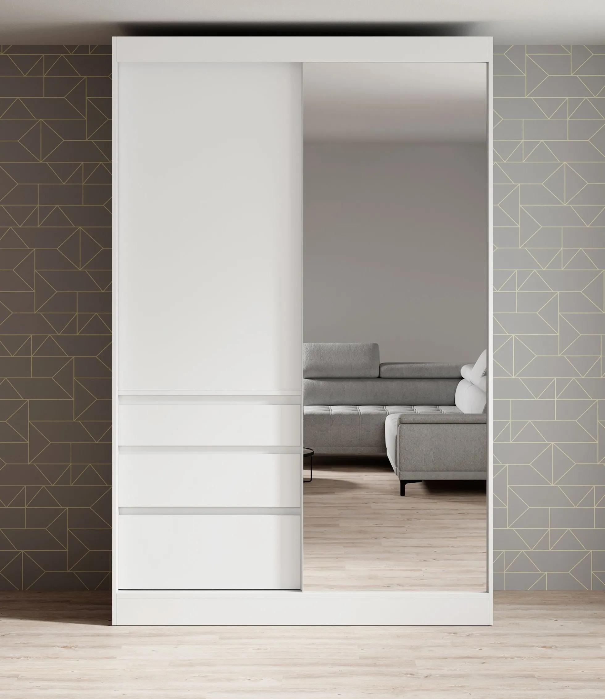 Henry - Kledingkast met schuifdeuren - Wit - 140x65x216 cm