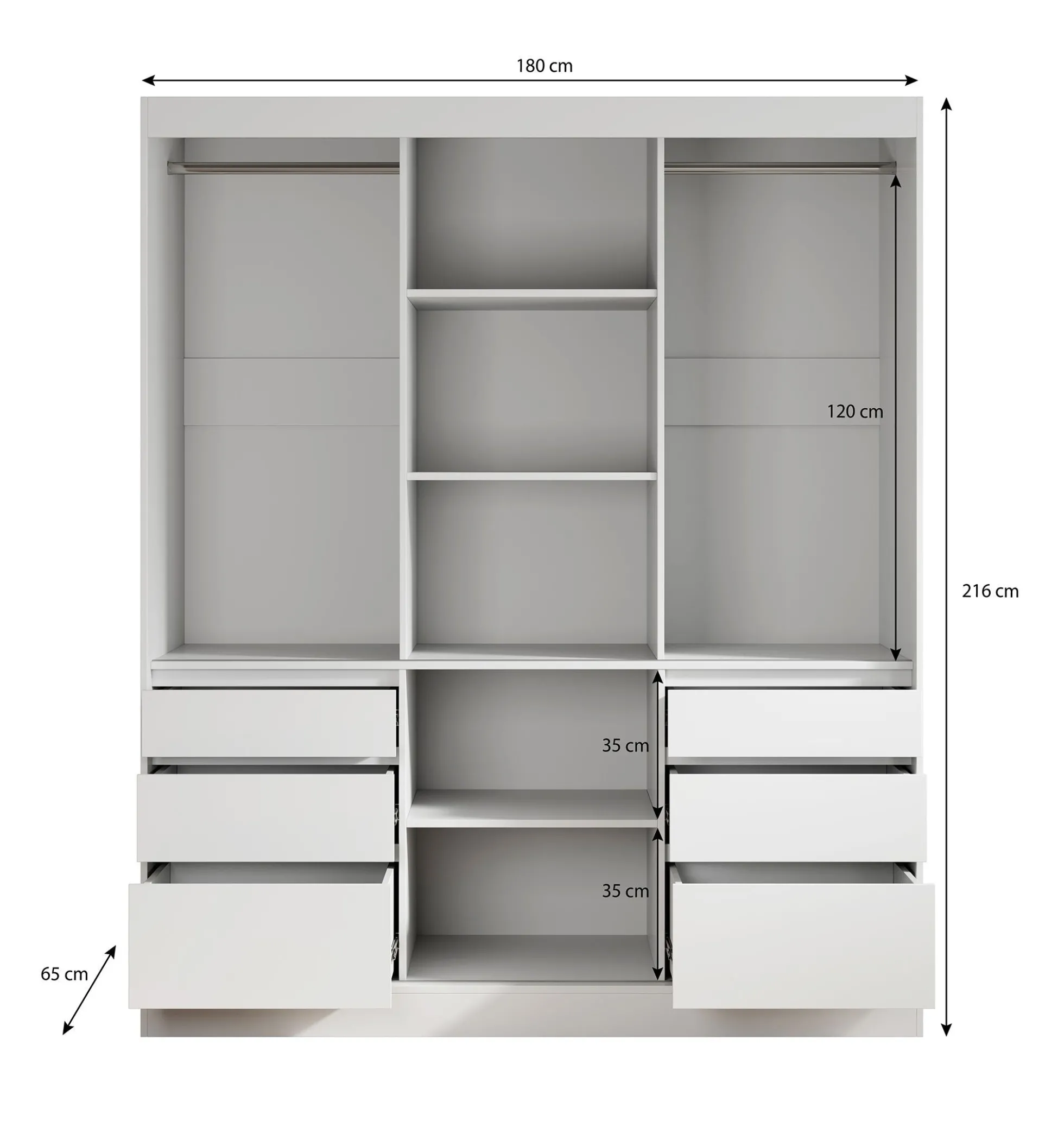 Henry - Kledingkast met schuifdeuren - Eiken/zwart - 180x65x216 cm