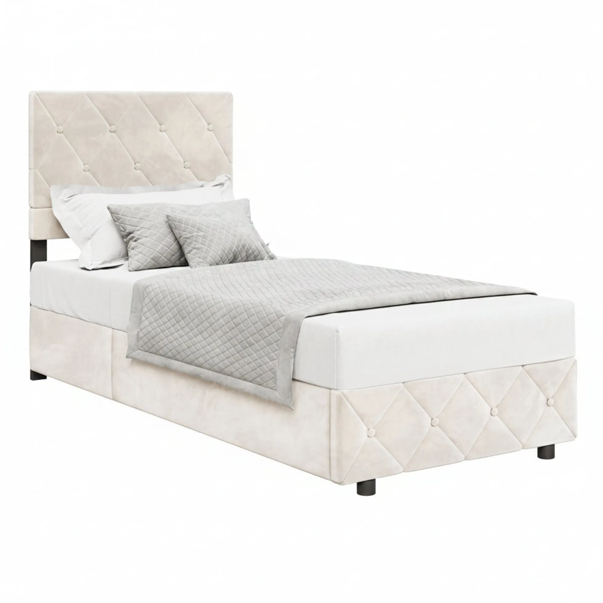 Hernandez - Eenpersoonsbed met opbergruimte - Beige - 90x200 cm