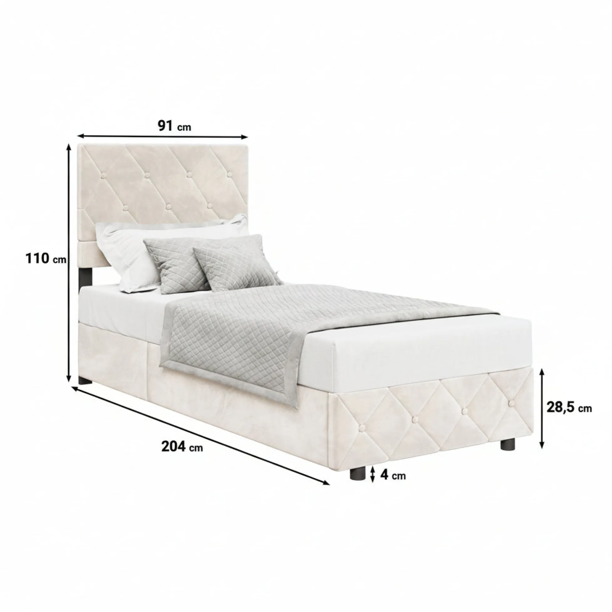 Hernandez - Eenpersoonsbed met opbergruimte - Beige - 90x200 cm