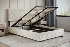 Hernandez - Tweepersoonsbed met opbergruimte - Beige - 140x200 cm