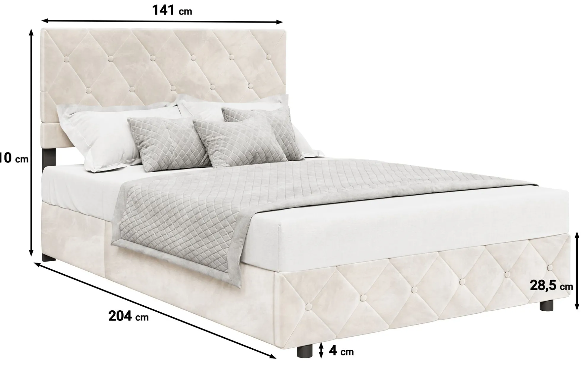 Hernandez - Tweepersoonsbed met opbergruimte - Beige - 140x200 cm