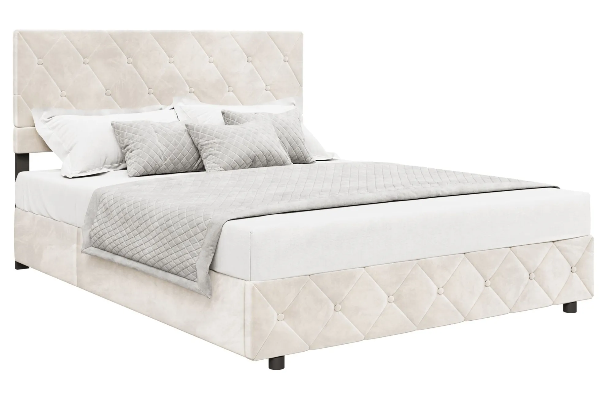 Hernandez - Tweepersoonsbed met opbergruimte - Beige - 160x200 cm