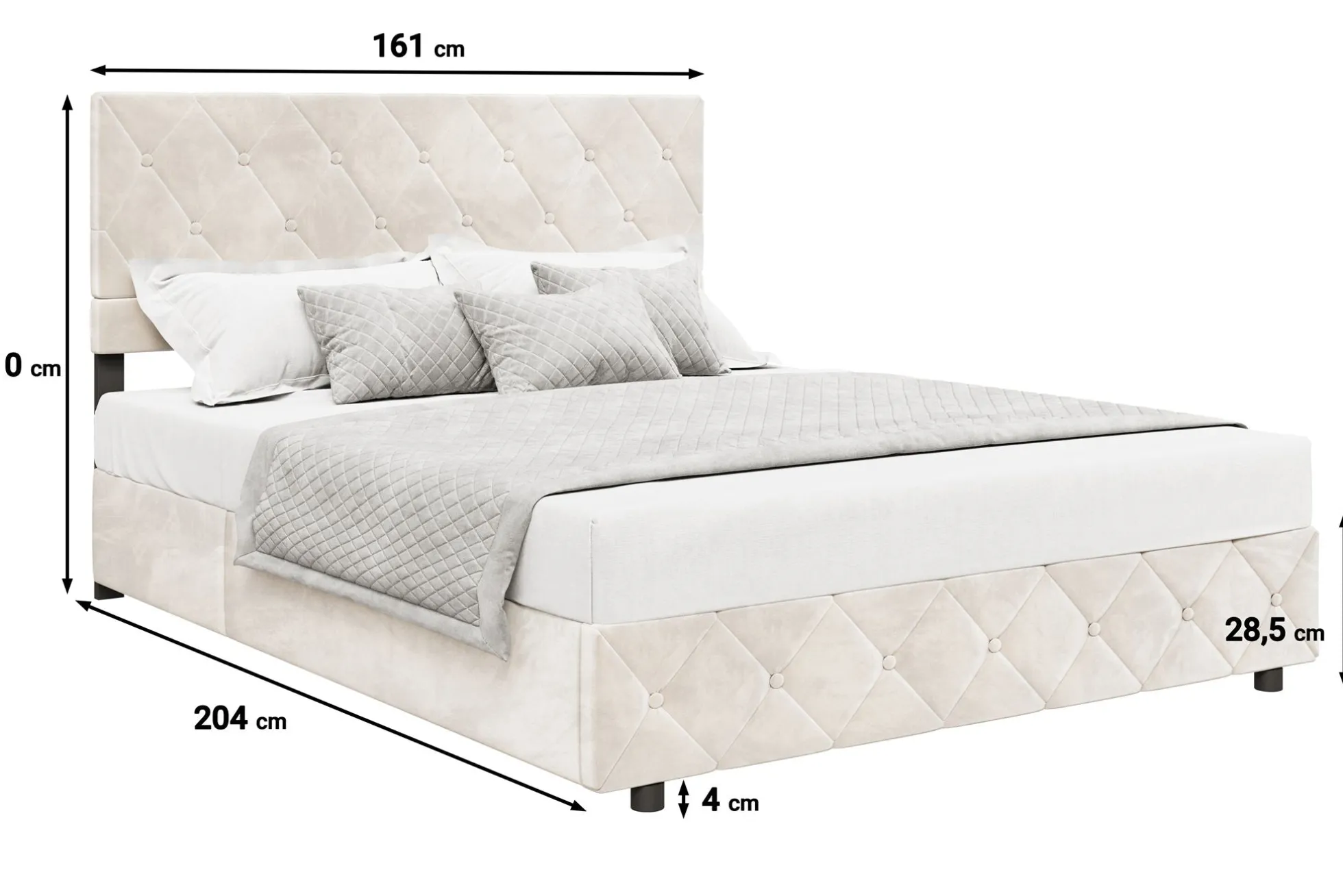 Hernandez - Tweepersoonsbed met opbergruimte - Beige - 160x200 cm