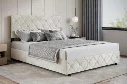 Hernandez - Tweepersoonsbed met opbergruimte - Beige - 160x200 cm