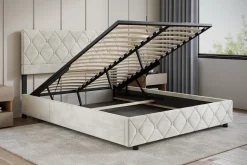 Hernandez - Tweepersoonsbed met opbergruimte - Beige - 160x200 cm