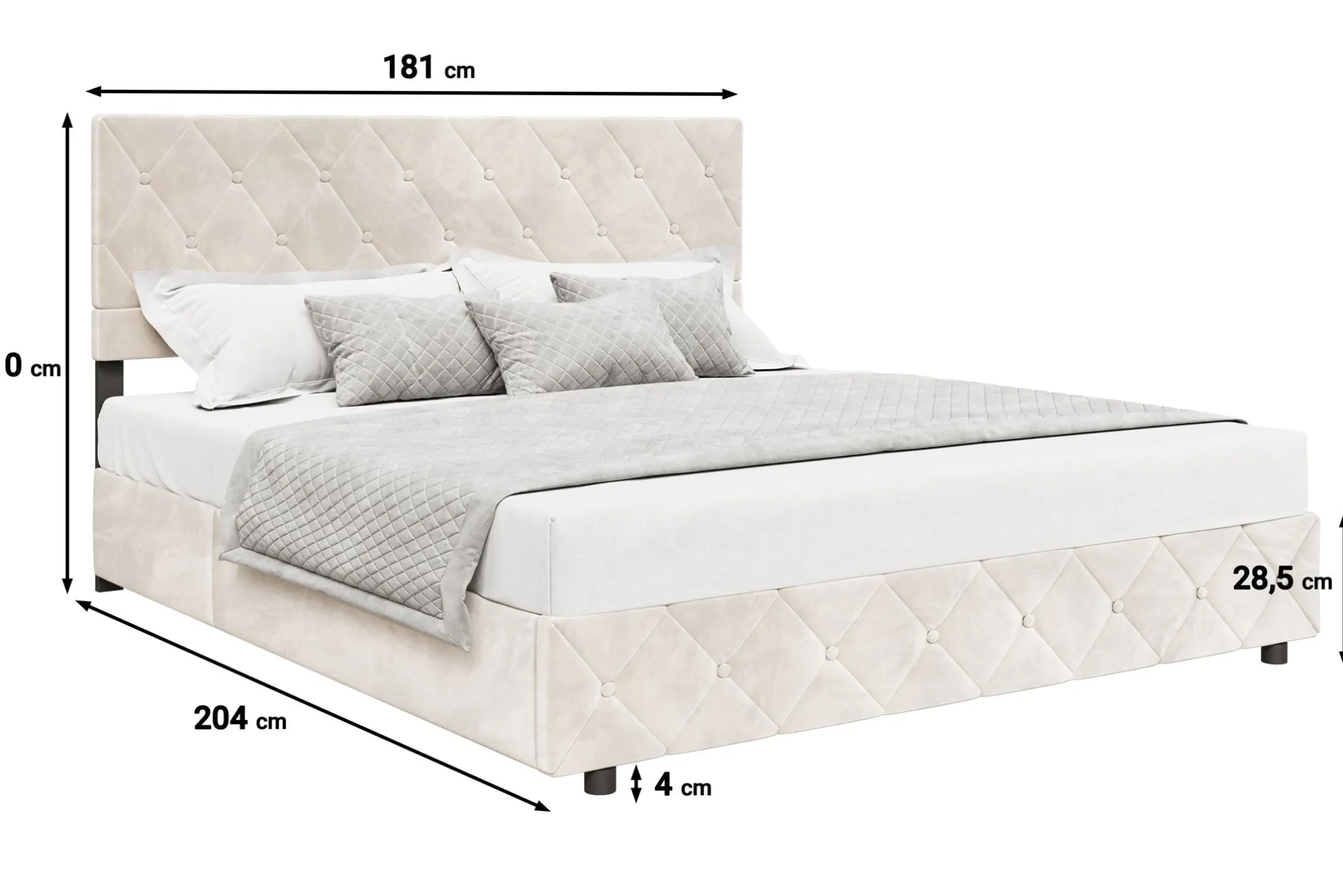 Hernandez - Tweepersoonsbed met opbergruimte - Beige - 180x200 cm