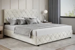 Hernandez - Tweepersoonsbed met opbergruimte - Beige - 180x200 cm