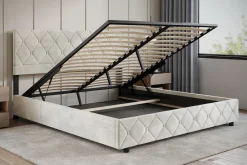 Hernandez - Tweepersoonsbed met opbergruimte - Beige - 180x200 cm