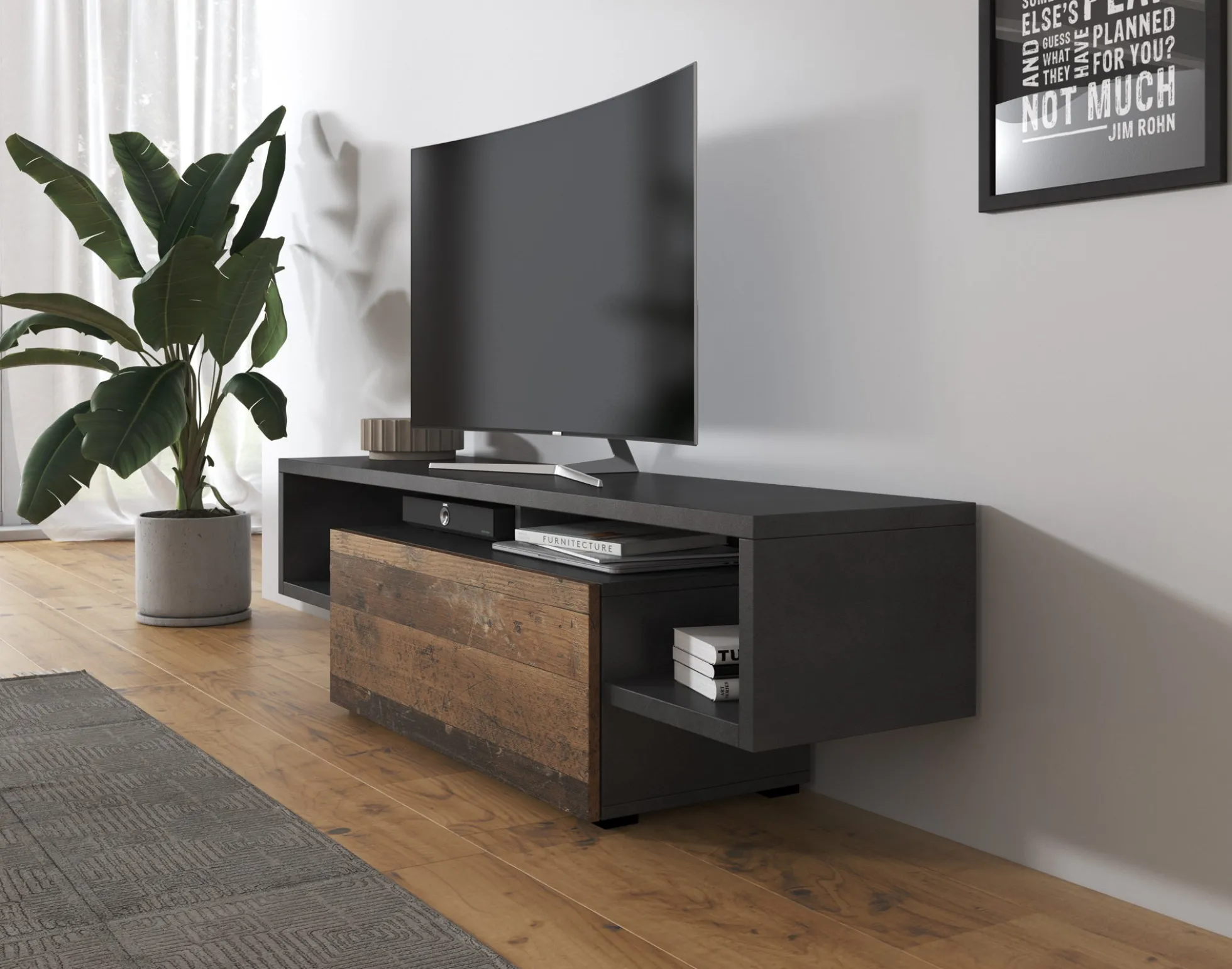Hertha - TV-Meubel - Antraciet - 138 cm