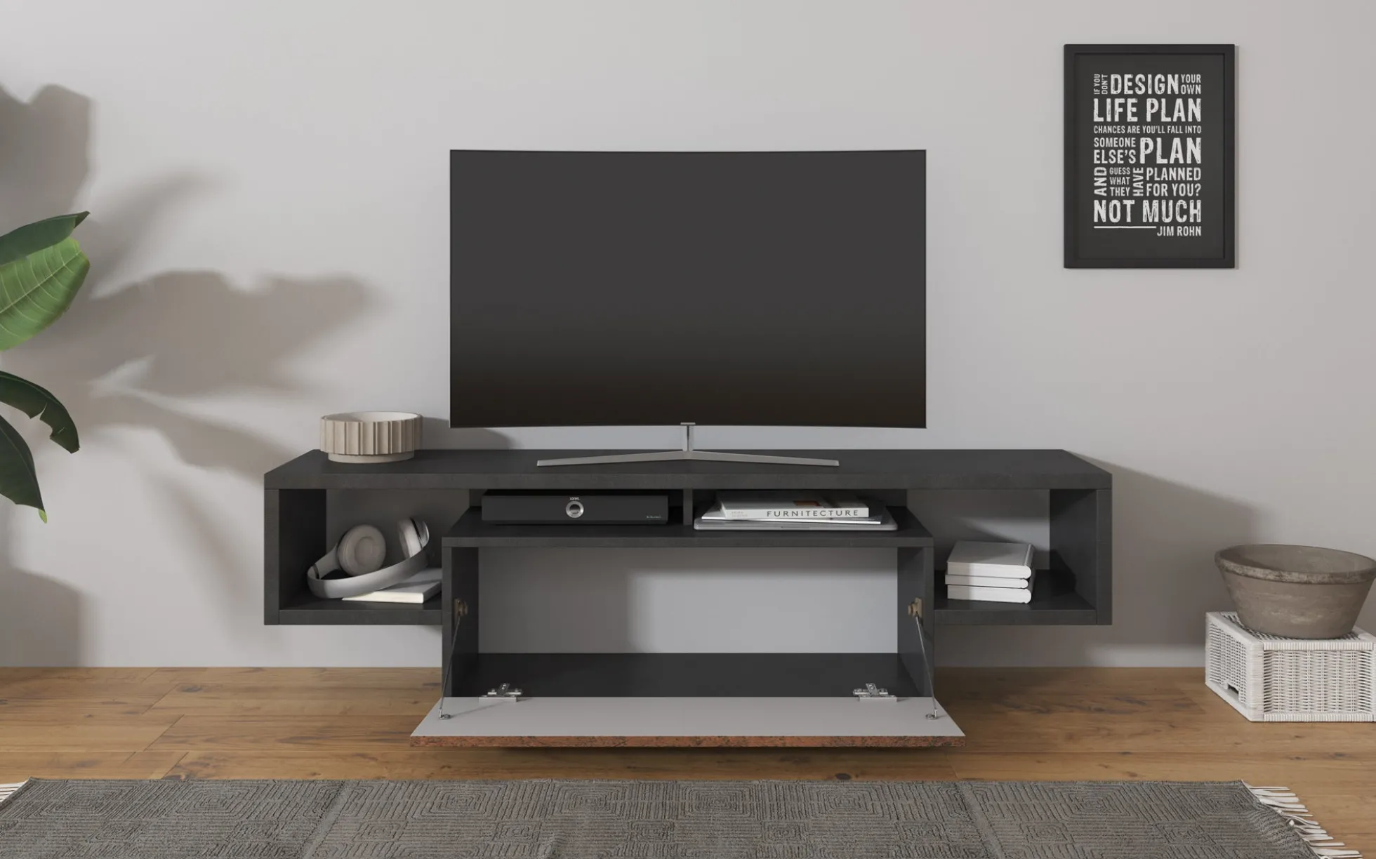 Hertha - TV-Meubel - Antraciet - 138 cm
