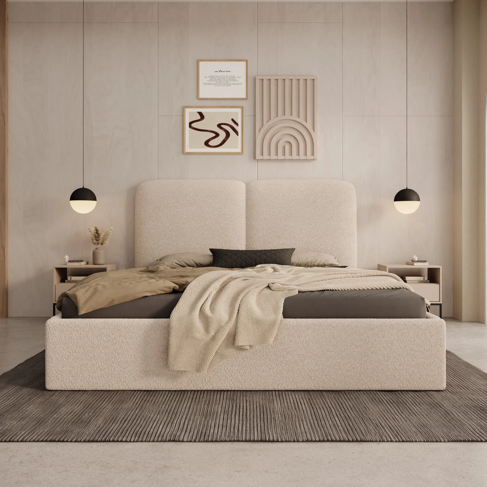 Hibrido - Tweepersoonsbed - Beige teddystof - 160x200 cm