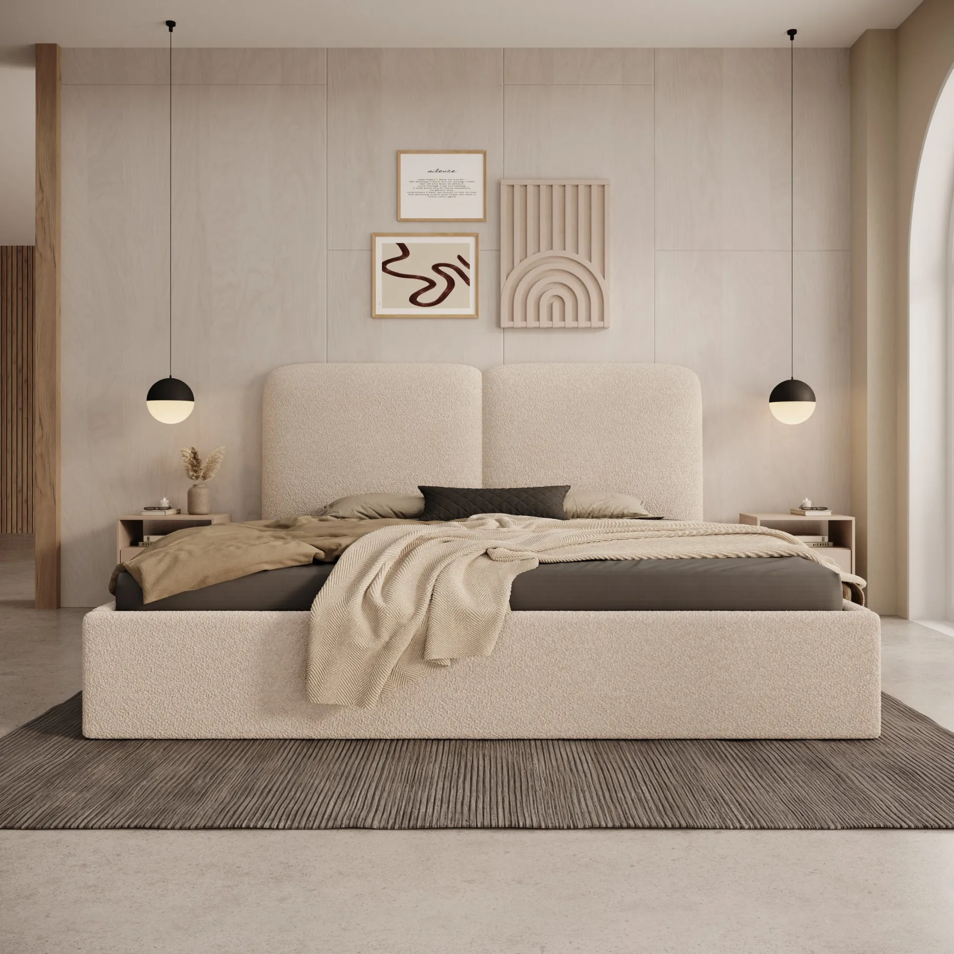 Hibrido - Tweepersoonsbed - Beige teddystof - 180x200 cm
