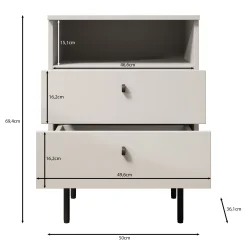 Hidde 2 - Nachtkastje - Beige - 50x36x69 cm